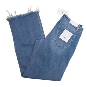 Vervet Blue Aileeah Slim Wide Distressed Raw Hem Jeans Medium Wash Size 31 T6588